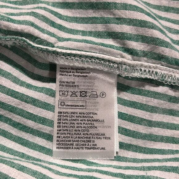 H&M linen blend shirt green striped - Picture 8 of 9